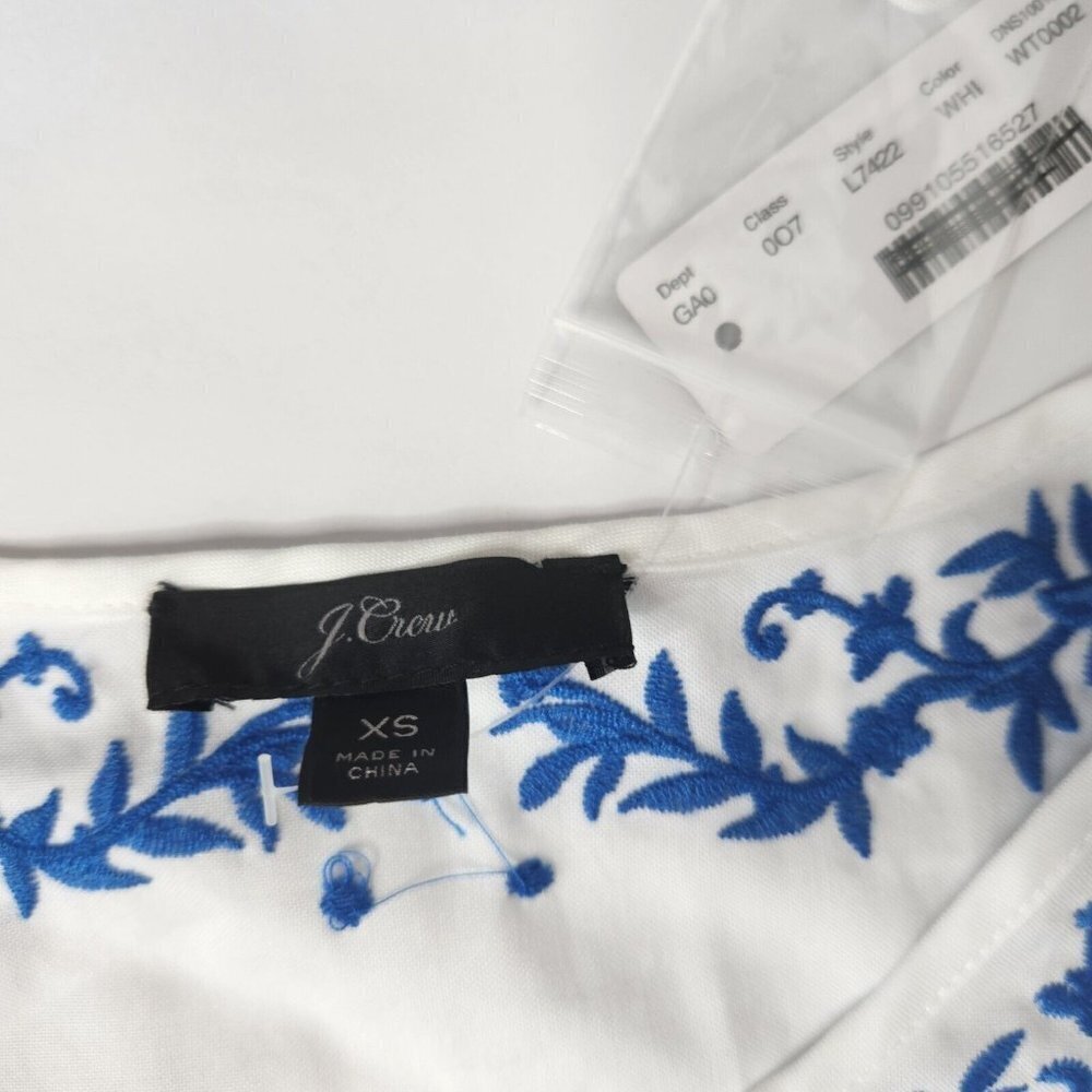 J. Crew Women's Size XS Flutter Sleeve Embroidered Blouse New - Picture 5 of 6